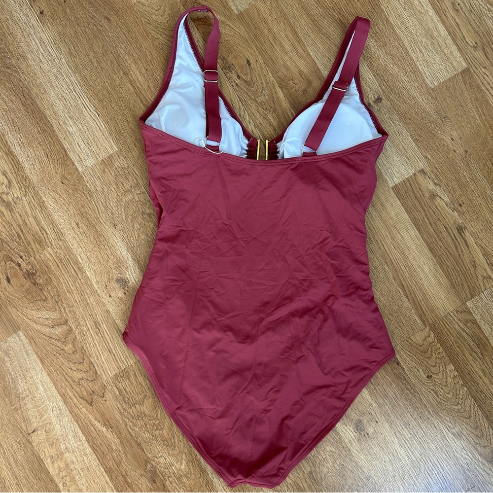 B2Prity Amazon Sculpting Rusty Rose One-Piece Swimsuit with Gold Center Large - Picture 4 of 6